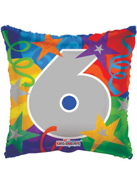 Image of Number 6 Multicolour 46cm Star Print Party Balloon