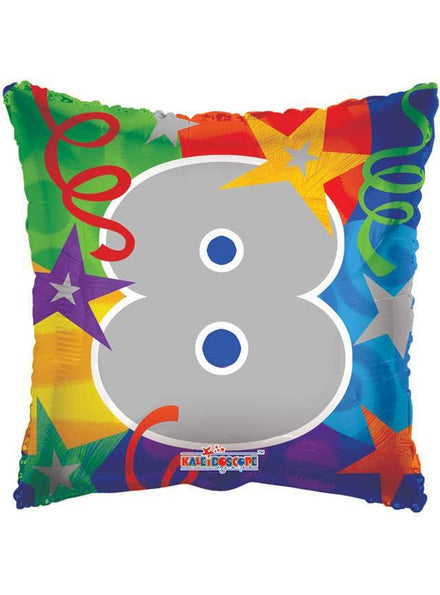 Image of Number 8 Multicolour 46cm Star Print Party Balloon