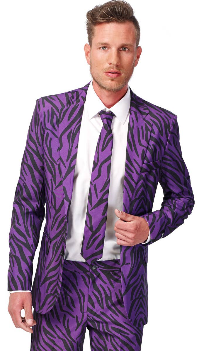 Men's Novelty Purple Tiger Stripe Pimp Suit Opposuits Zoom image