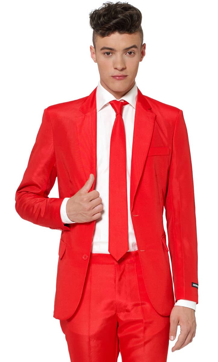 Men's Solid Red Suitmeister Novelty Suit Main Zoom Image