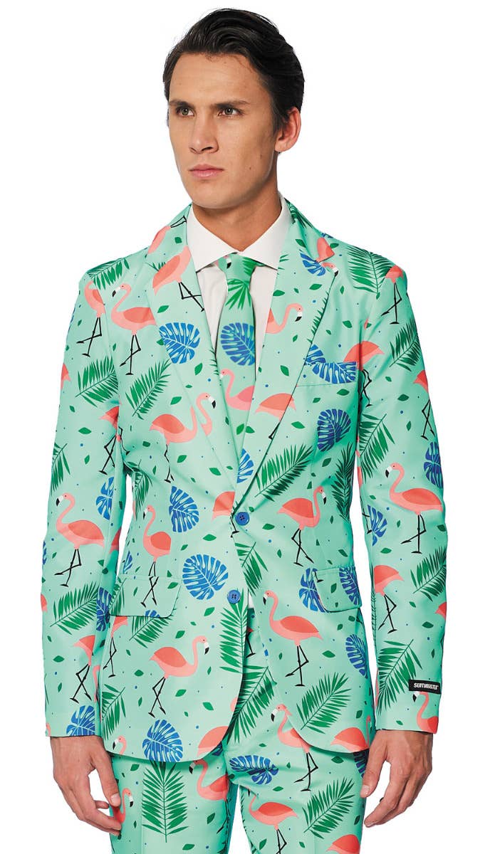 Men's Tropical Suitmeister Fancy Dress Flamingo Suit  Close Image