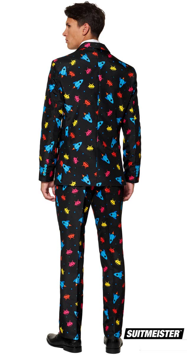 Men's Videogame Space Invader Print Suitmeister Suit Back Image