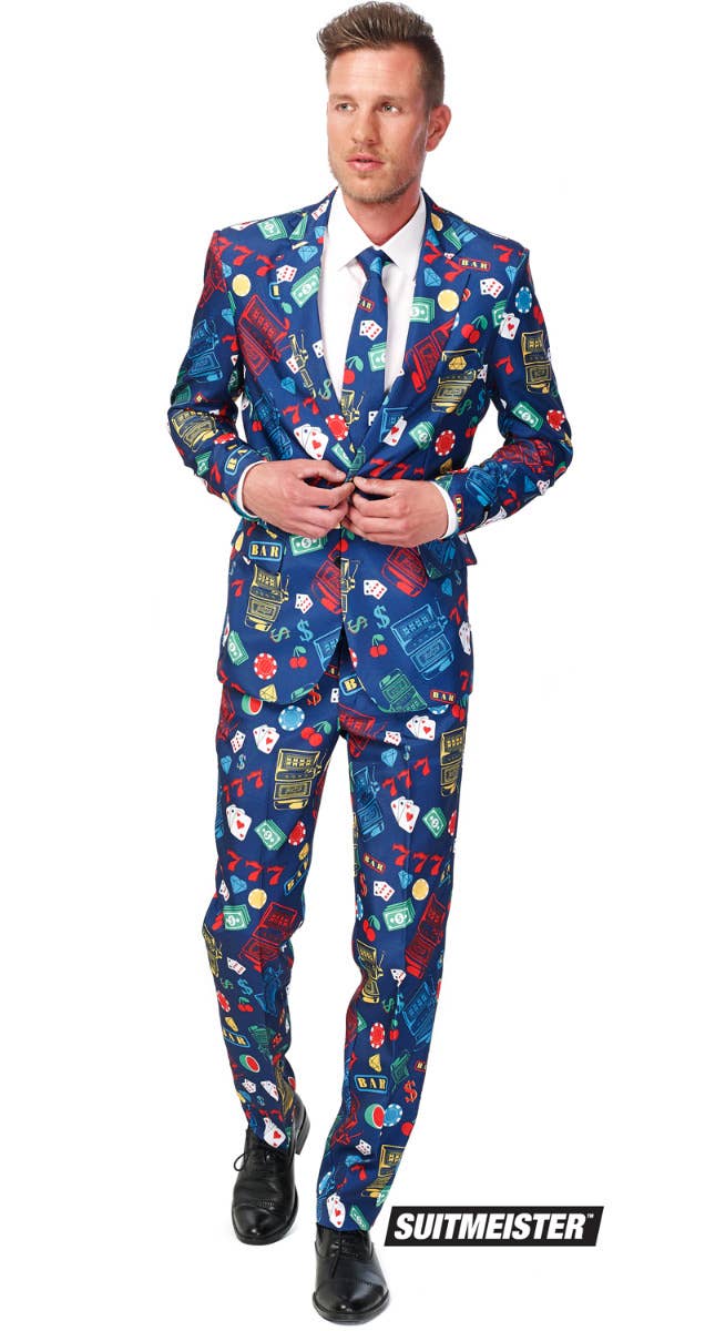 Men's High Roller Casino Print Novelty Suit Main Image