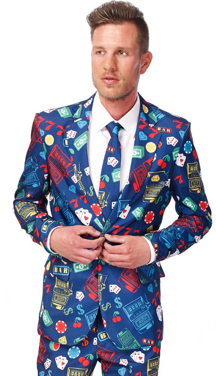 Men's High Roller Casino Print Novelty Suit Front Zoom Image