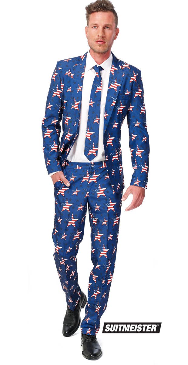 Men's Stars and Stripes July 4th USA Suitmeister Suit Main Image