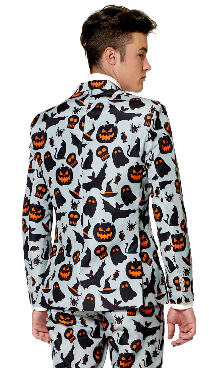 Men's Halloween Grey Spooky Print Novelty Suitmeister Suit Back Zoom Image