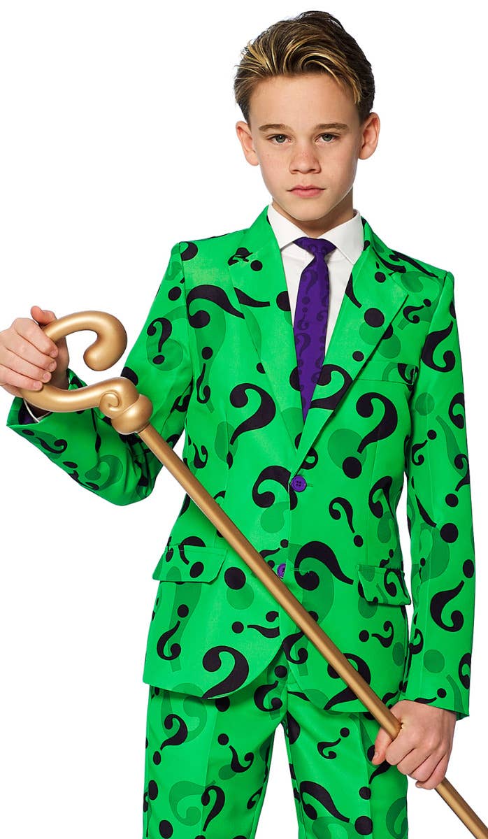 Boy's the Riddler Batman Villain Novelty Suit Costume Suitmeister Zoom front Image