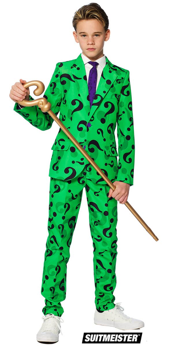 Boy's the Riddler Batman Villain Novelty Suit Costume Suitmeister Main Image