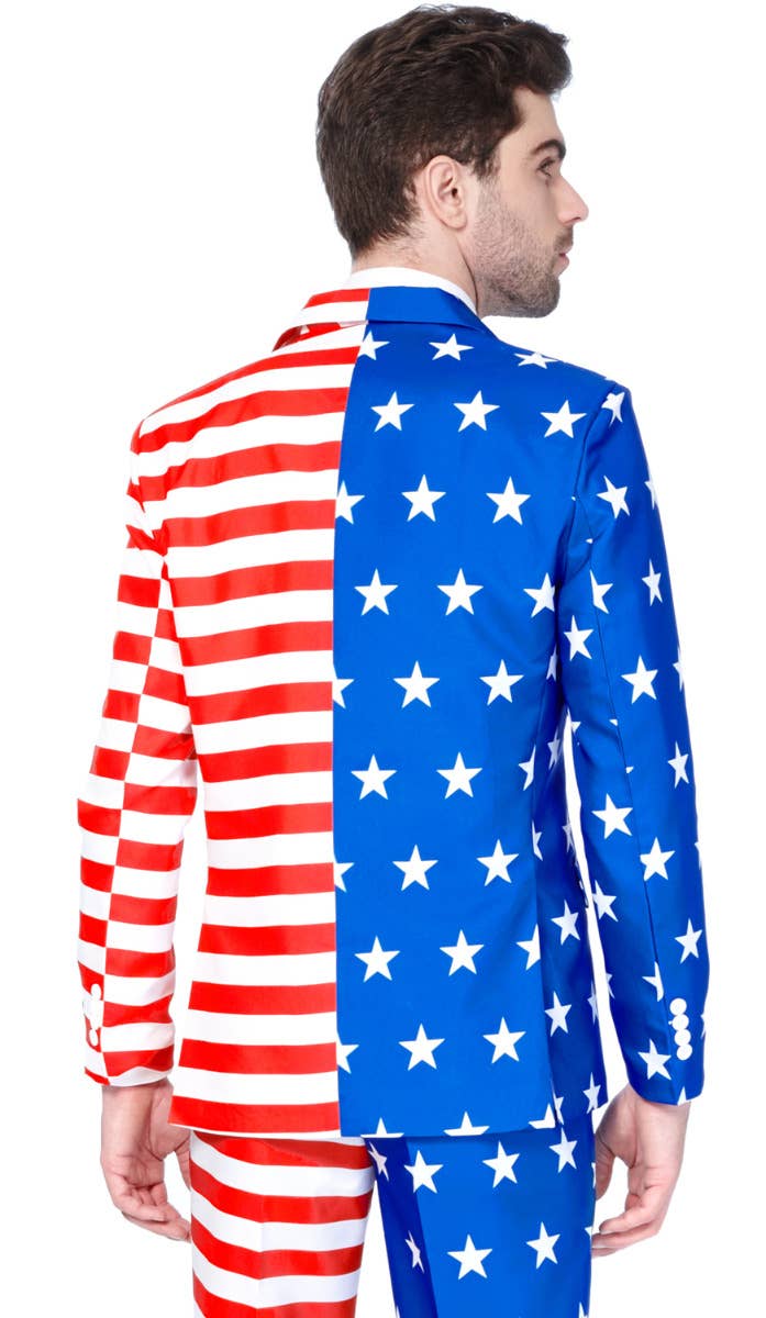 Men's USA American Flag Novelty Suit Zoom Back Image