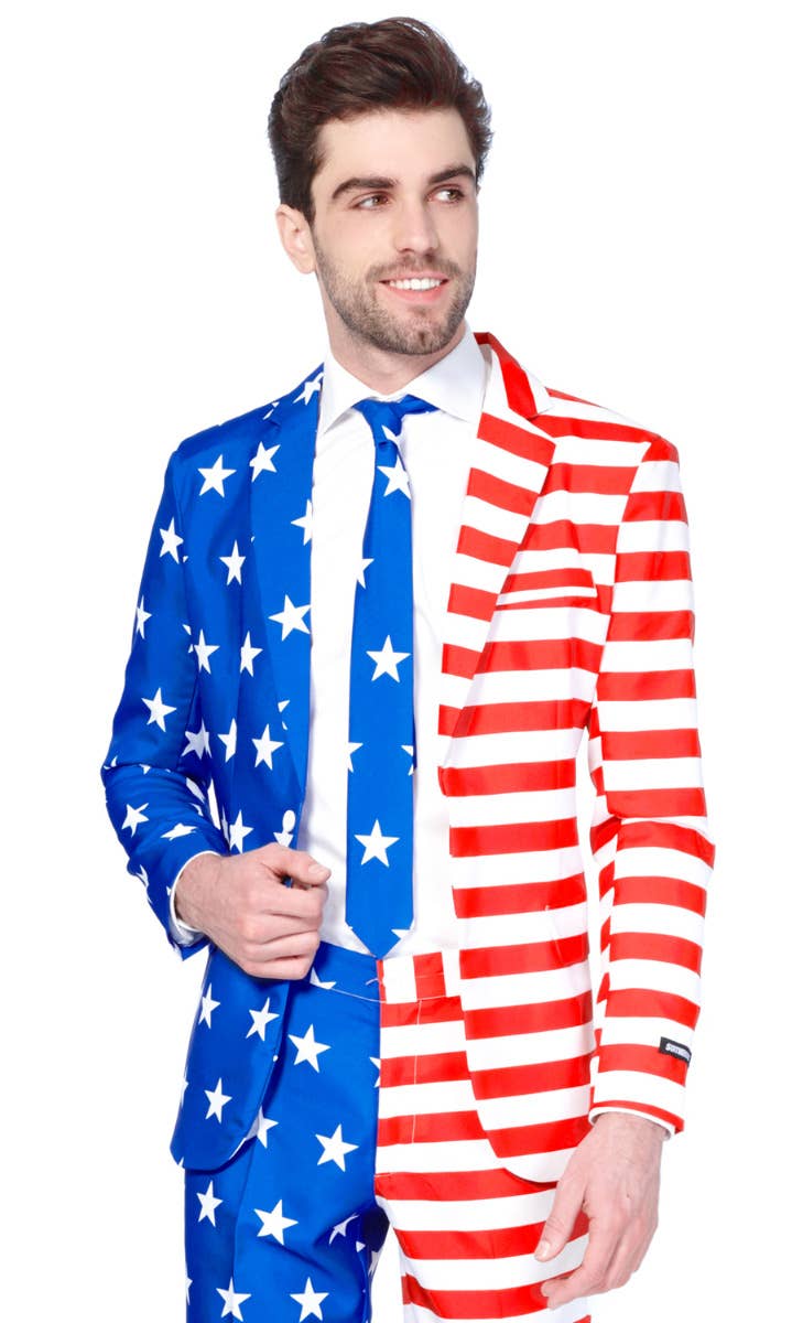 Men's USA American Flag Novelty Suit Zoom Front Image