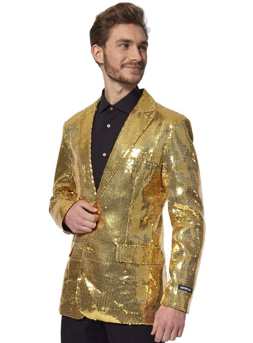 Gold Sequinned Mens Costume Jacket | Sequinned Suitmeister Jacket