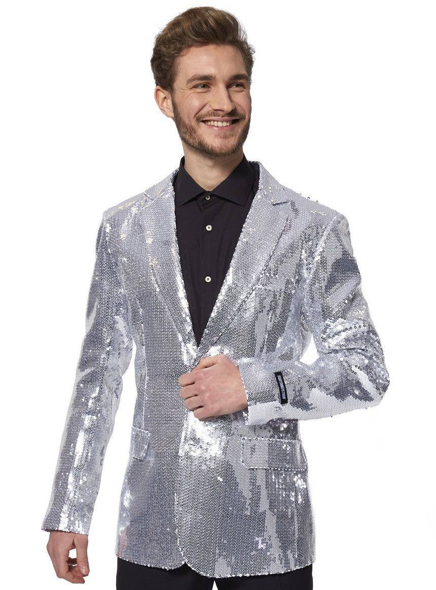 Silver Sequinned Costume Jacket for Men - Main Image