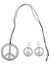 Silver Peace Sign Necklace and Earrings Jewellery Set