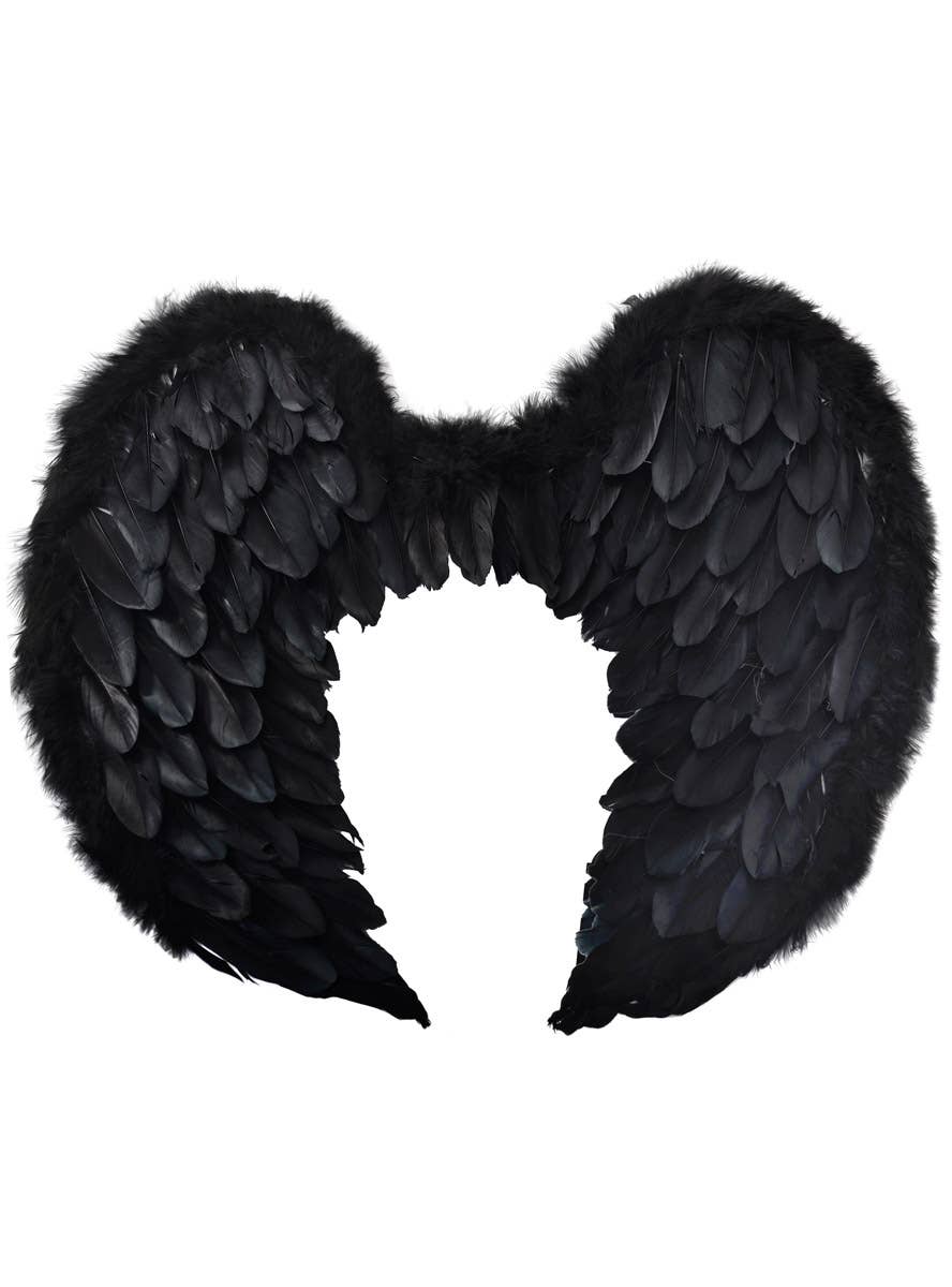 Curved Black Feather Wings | 42cm Black Dark Angel Costume Wings