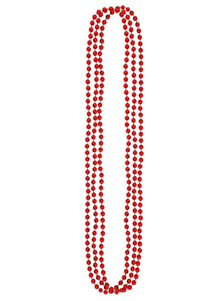 3 Strand Metallic Red Beaded Costume Necklace