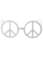 White Peace Sign Glasses with Rhinestones