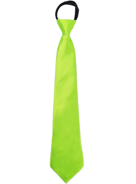 Green Satin Costume Neck Tie with Zip