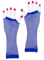 Long Blue Fishnet 80s Costume Gloves