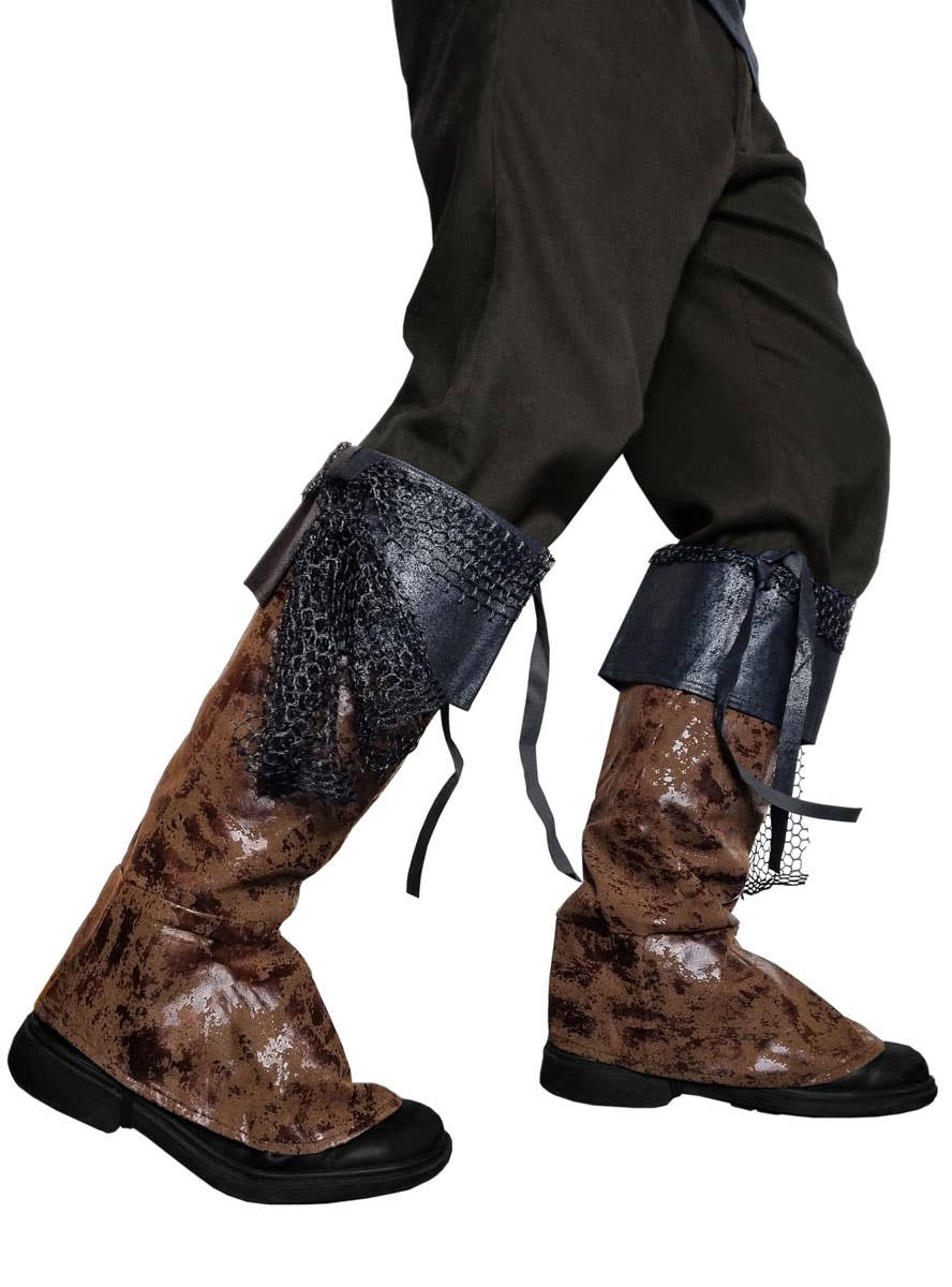 Image of Deluxe Brown Faux Suede Pirate Boot Covers - Alternate Image