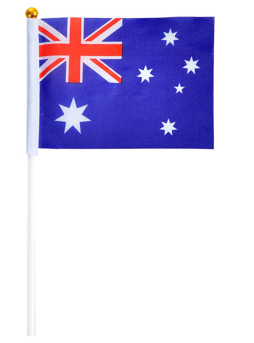 6 Mini Handheld Aussie Flags on Poles Australia Day Party Decorations - Main Image