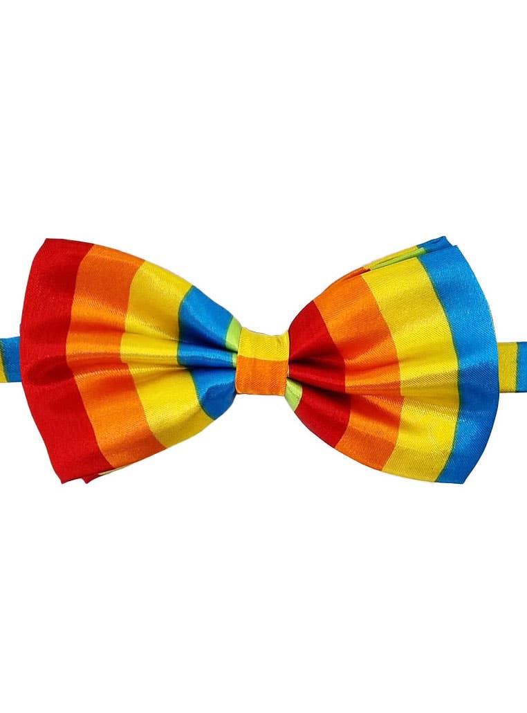 Striped Rainbow Satin Costume Bow Tie - Alternate Image