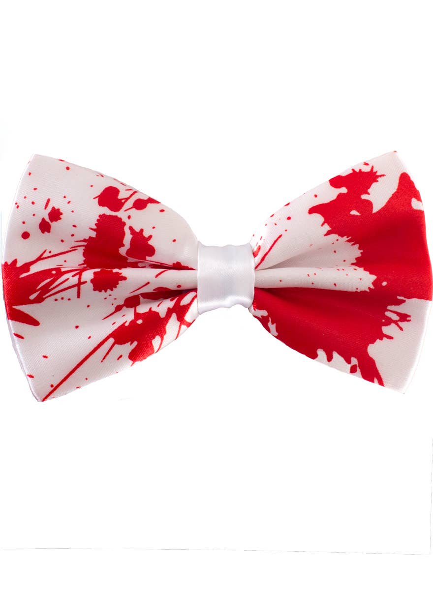 White Bow Tie with Red Blood Splatter