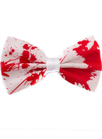 White Bow Tie with Red Blood Splatter