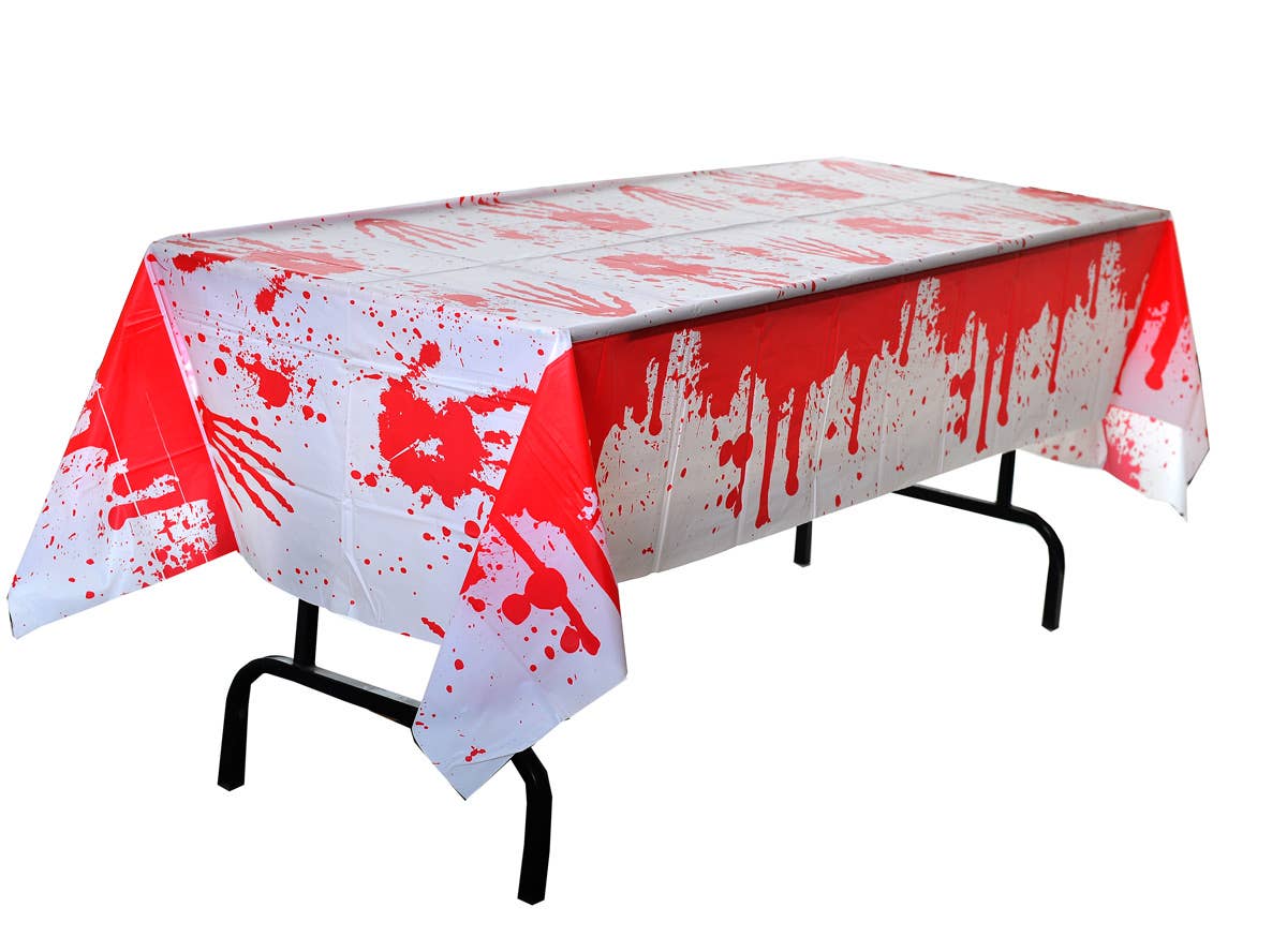 Blood Splattered Plastic Halloween Table Cloth Close Image