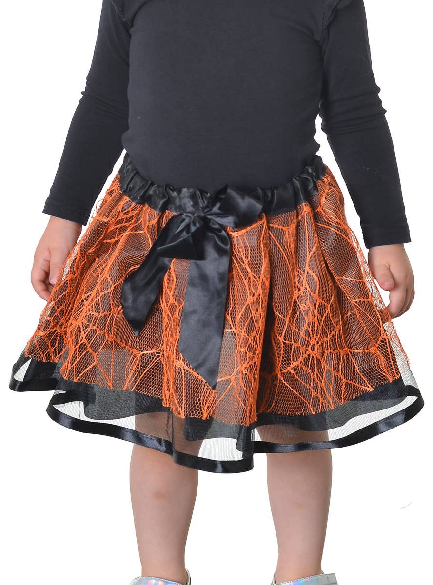 Toddler Orange and Black Layered Tutu Petticoat Skirt - Close Up  Image