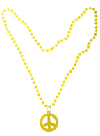 1970s Yellow Peace Sign Hippie Necklace Costume Accessory