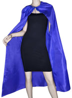 Blue Satin Long Costume Cape with Neck Ties