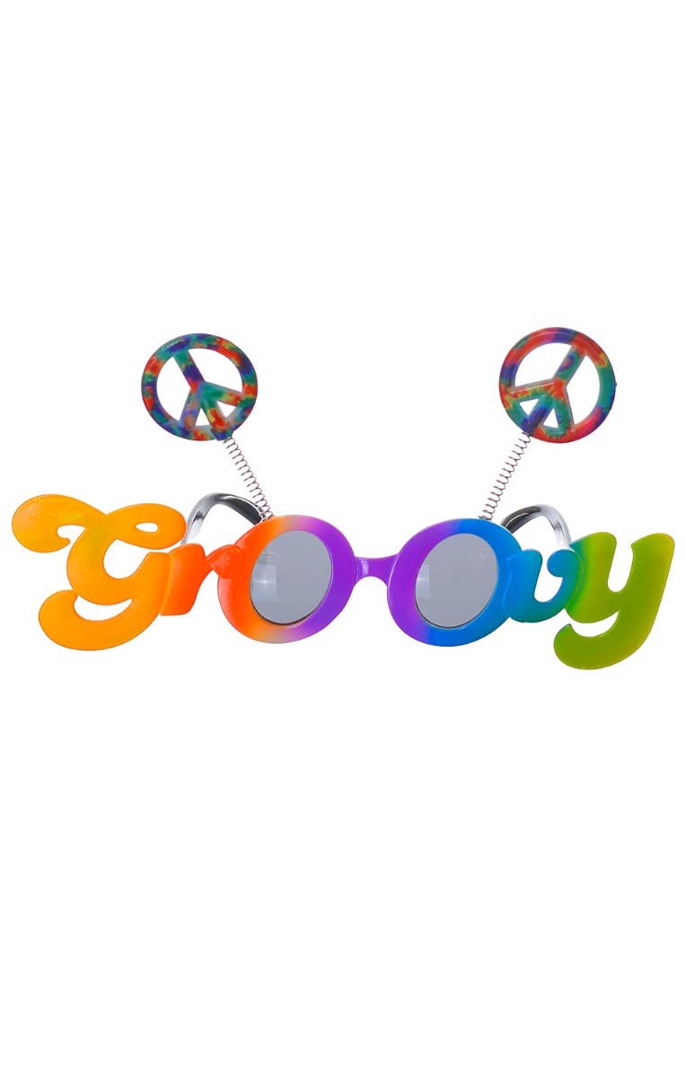 Giant Novelty 1970's Rainbow Peace Sign Costume Accessory Glasses Main Image