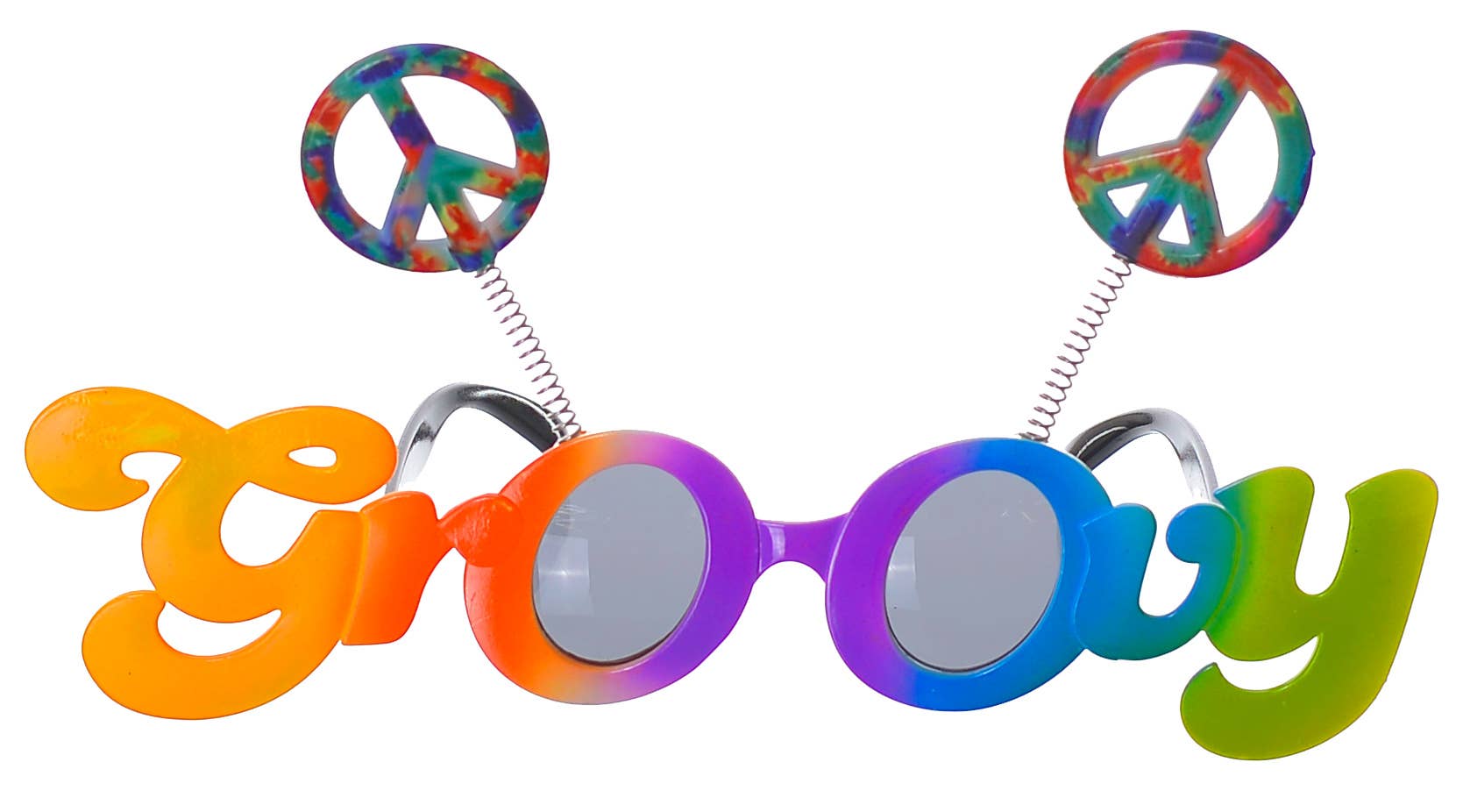 Giant Novelty 1970's Rainbow Peace Sign Costume Accessory Glasses Zoom Image