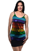 Womens Rainbow Sequin Tank Top Costume