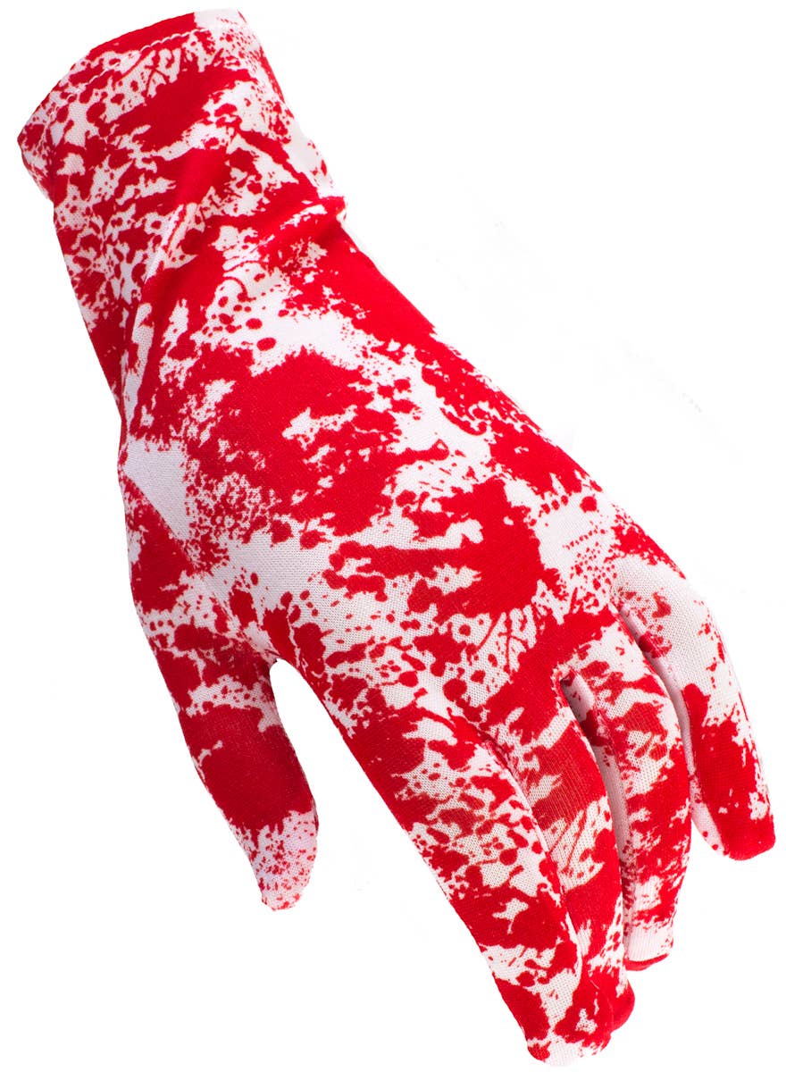 White Costume Gloves with Red Blood Splatter