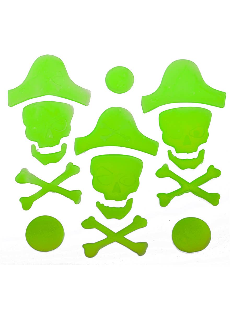 Image of Glow in the Dark Pirate Skull Halloween Window Clings