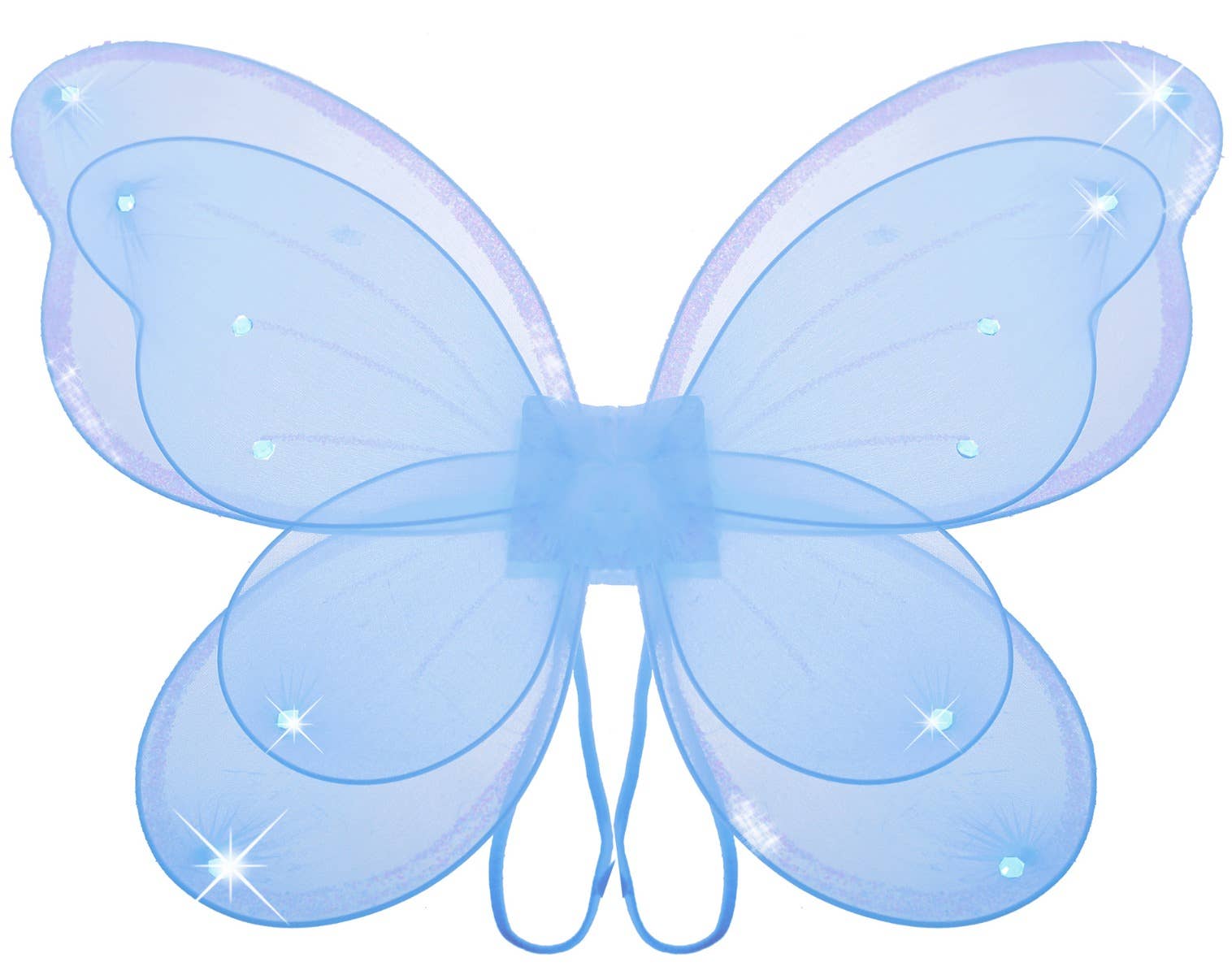 Image of Sparkly Blue Girls Butterfly Costume Wings - Close Up