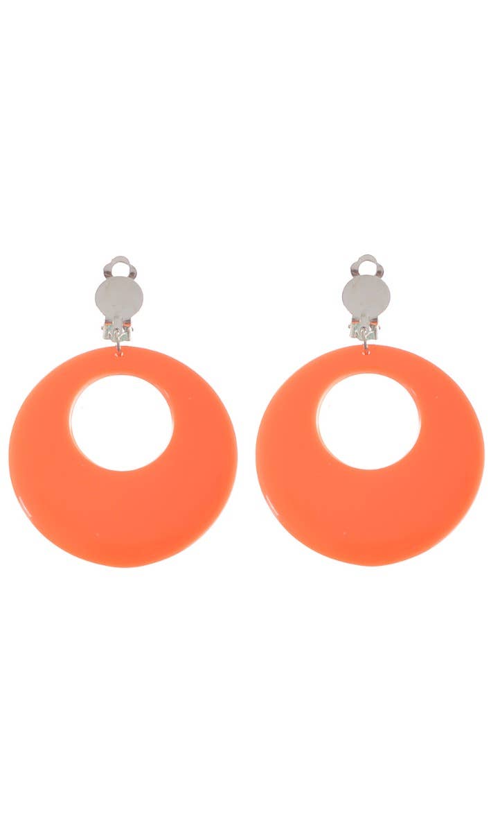 Clip On Round Orange Novelty Earrings - Main Image