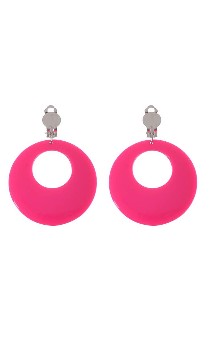 Clip On Round Pink Novelty Earrings - Main Image