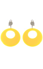 Clip On Round Yellow Novelty Earrings - Main Image