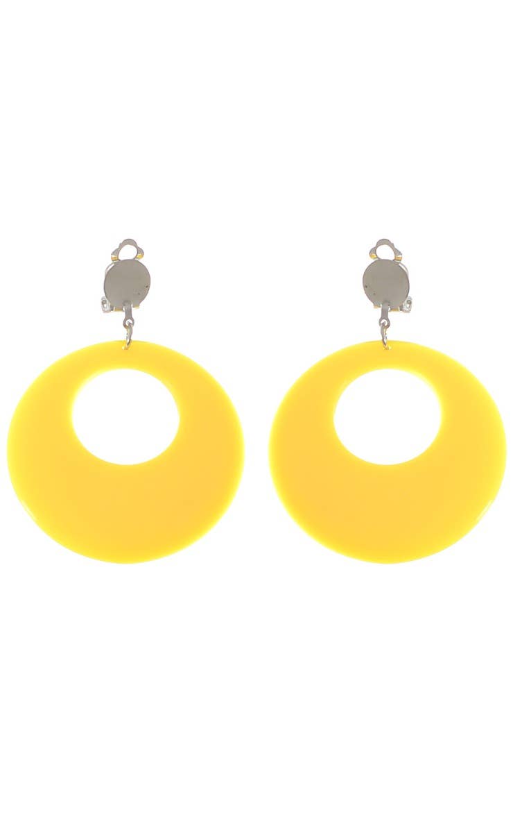 Clip On Round Yellow Novelty Earrings - Main Image