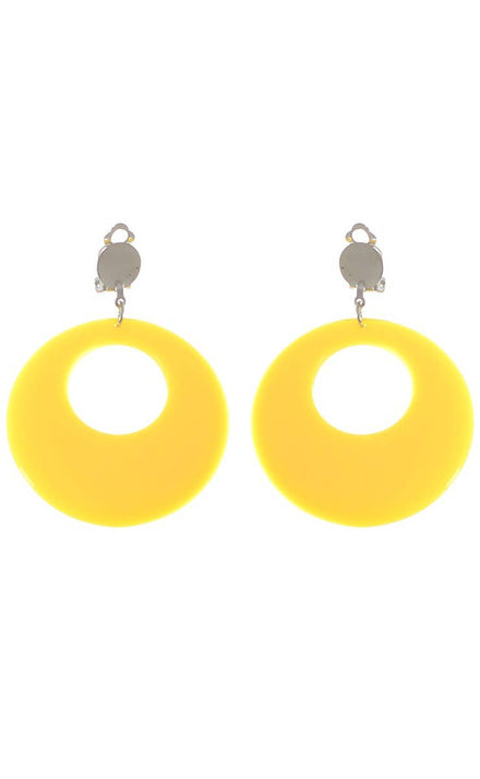 Clip On Round Yellow Novelty Earrings - Main Image