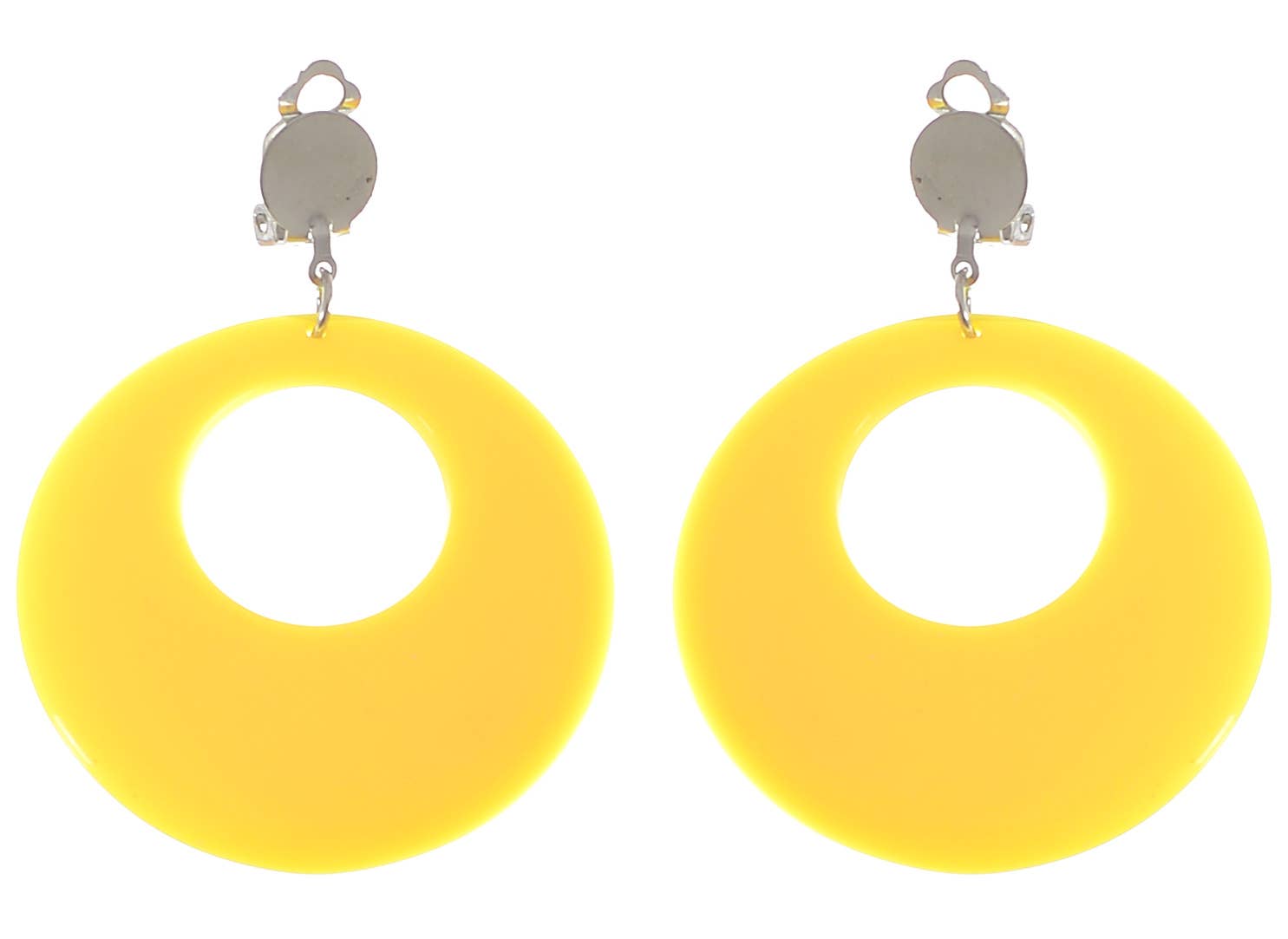 Clip On Round Yellow Novelty Earrings - Second Image