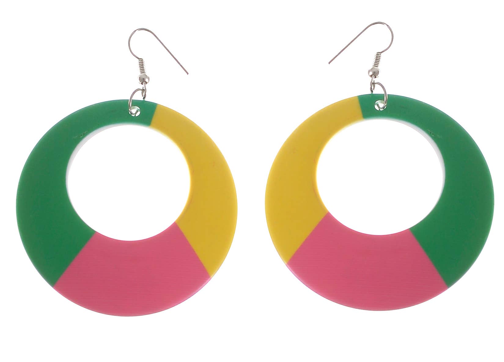 Adult's 1980's Retro Multi Colour 80s Costume Earrings - Zoom Image