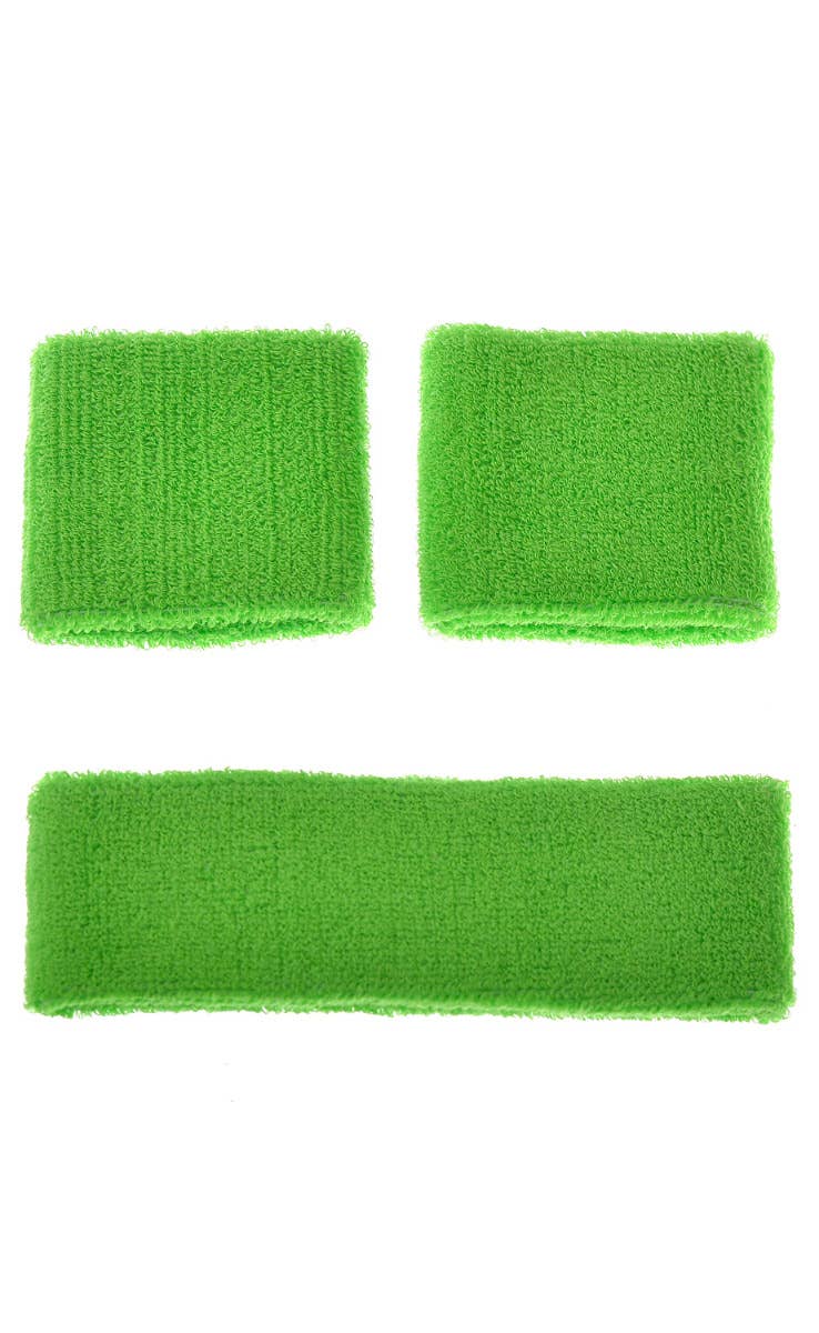 Green Neon Sports Wrist and Head Sweatbands Costume Accessories - Main Image