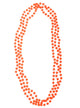 Neon Orange 3 Strand Beaded 80s Necklace Costume Accessory