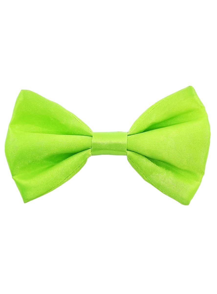 Neon Green Satin Bow Tie Costume Accessory