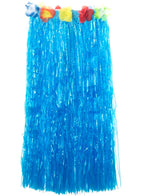 Long Blue Hawaiian Hula Skirt