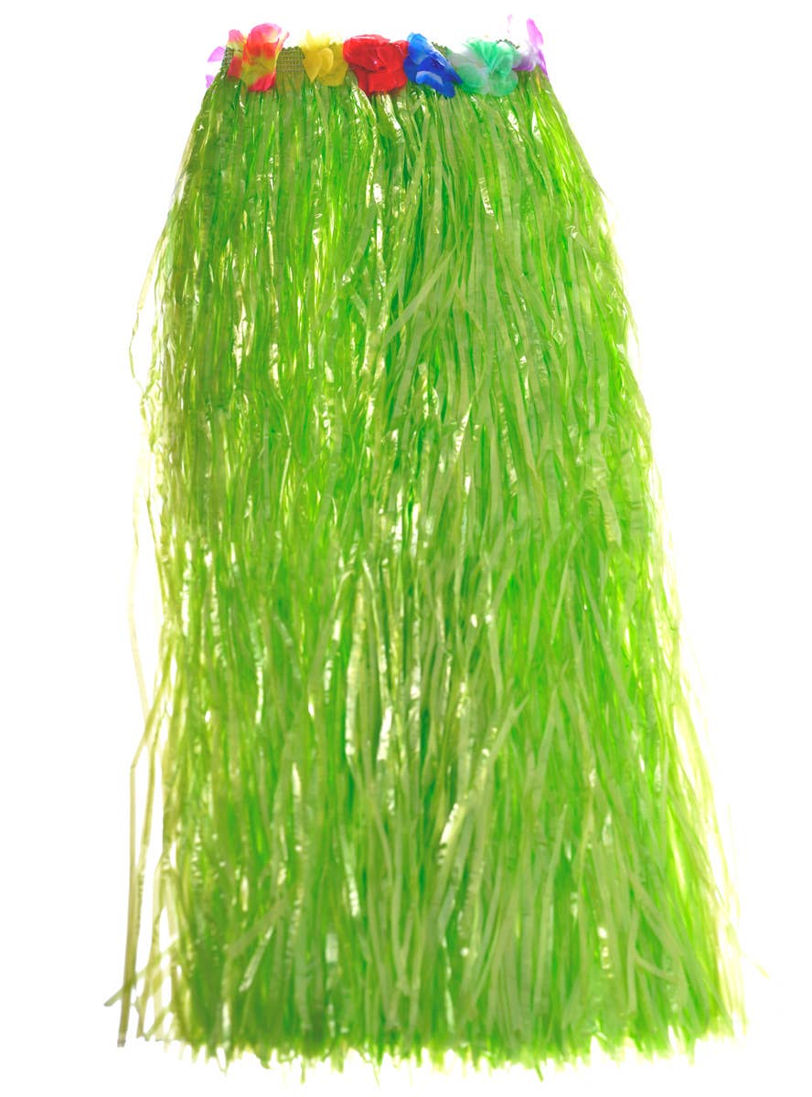 Adult's Long Bright Green Hawaiian Hula Skirt