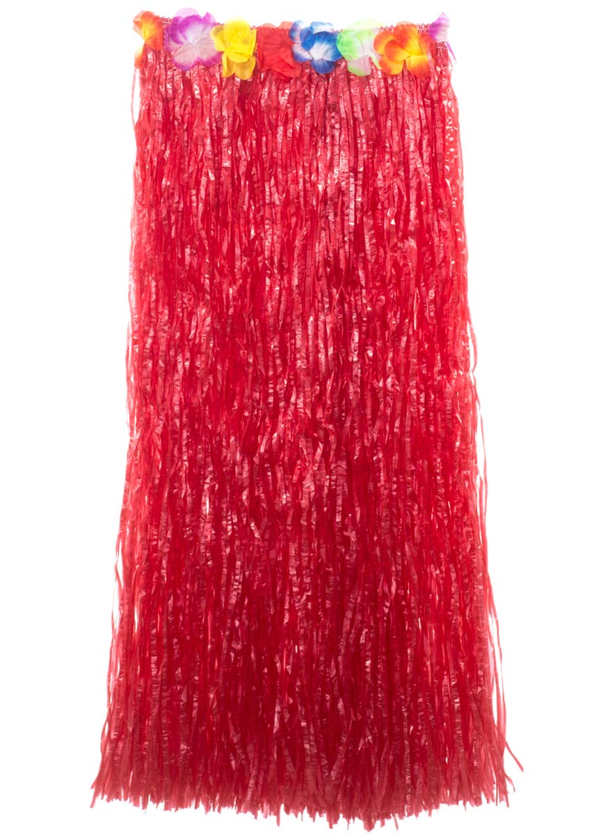 Red Hula Skirt | Adults Long Red Hawaiian Costume Skirt